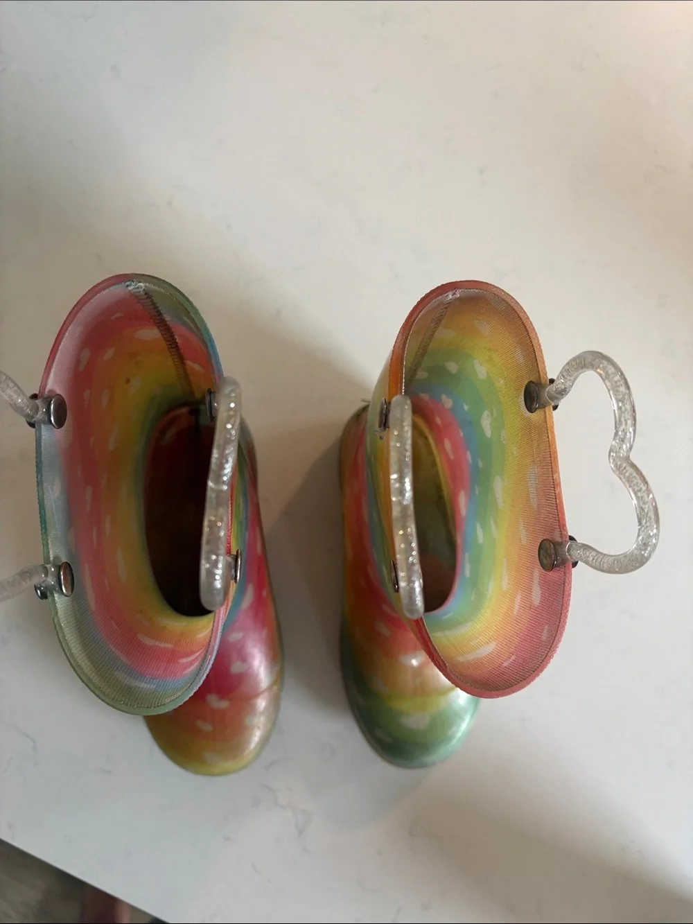 Western Chief Kids Rainbow Heart Rain Boots with Silver Heart Handles